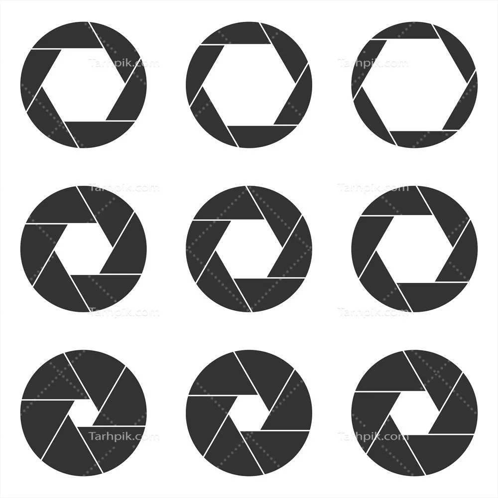 طراحی وکتور دیافراگم دوربین به طور جداگانه روی پس زمینه سفید