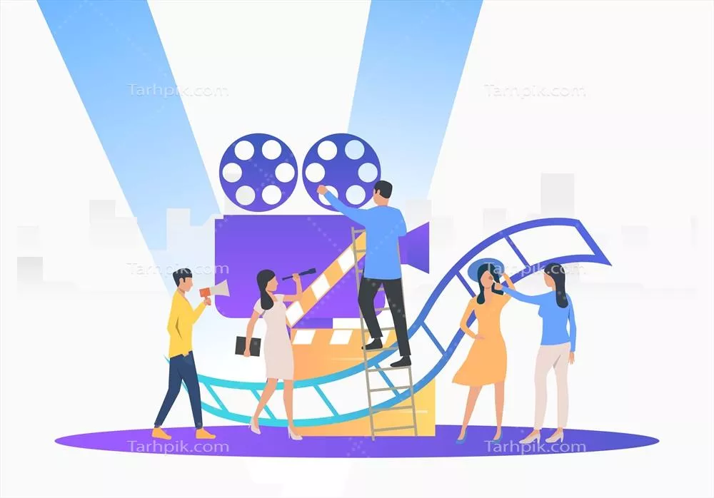آمادهسازی گروه فیلمبرداری برای تولید فیلم با طراحی وکتور