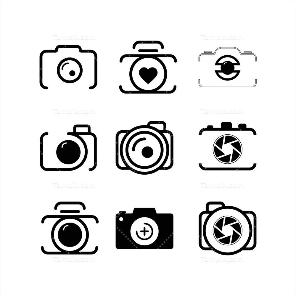مجموعه وکتور آیکون دوربین: طراحی اختصاصی و متنوع