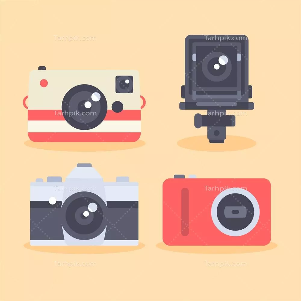 مجموعه آیکون دوربین - طراحی فلت و بصری وکتور