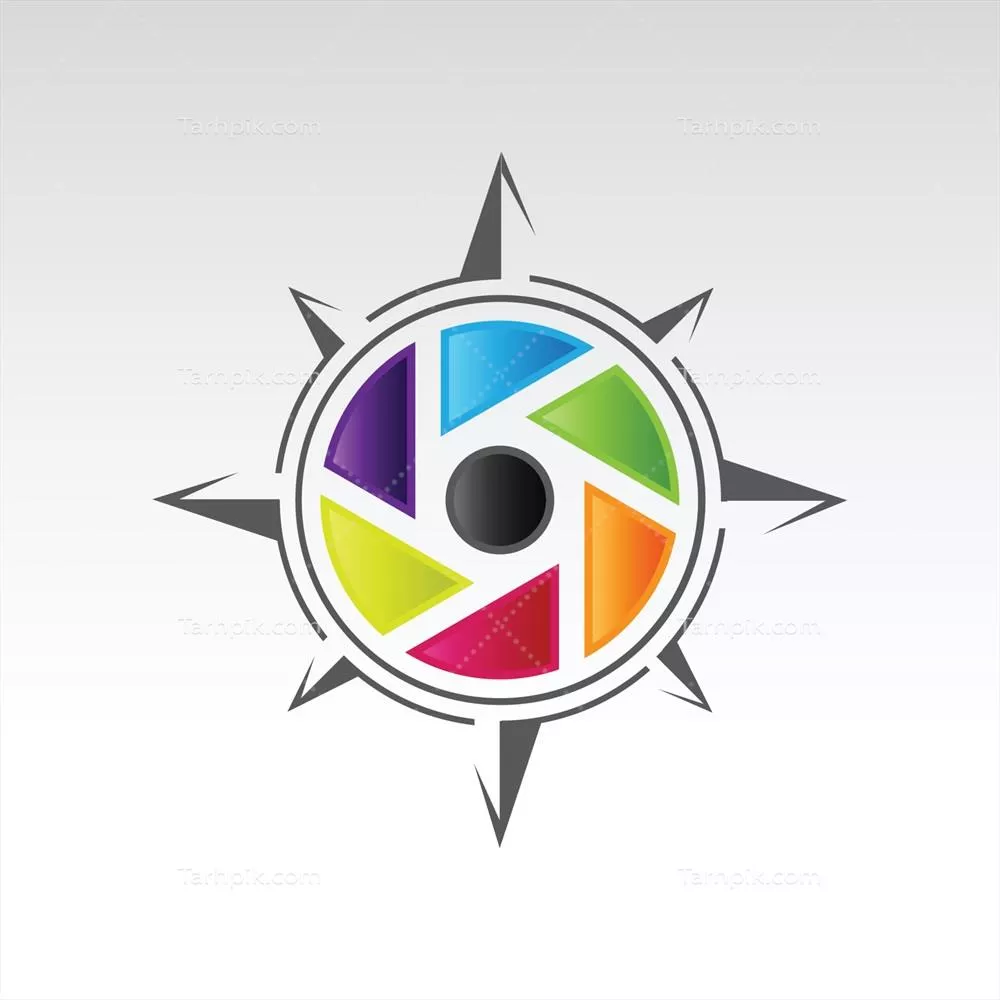 وکتور طرح لایه باز لوگوی شرکتی با تم دوربین و استودیو حرفه ای