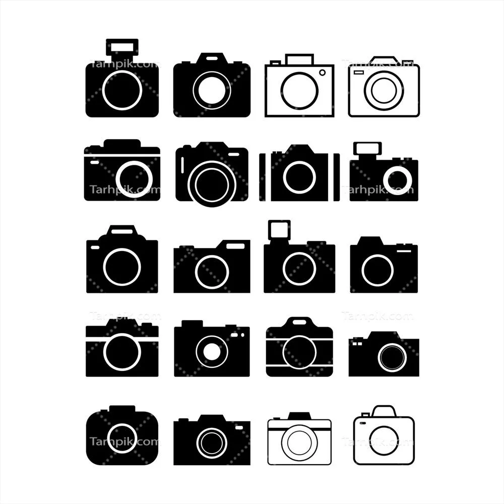 وکتور عکاسی از دوربین روی پسزمینه سفید به همراه جزئیات حرفهای