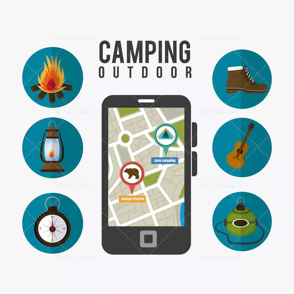 گرافیک وکتور برای مسافرت و کمپینگ با موضوع تعطیلات