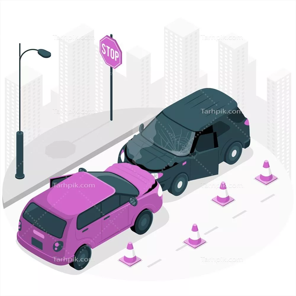 تصویر مفهومی تصادف خودرو به صورت وکتور و طراحی گرافیکی