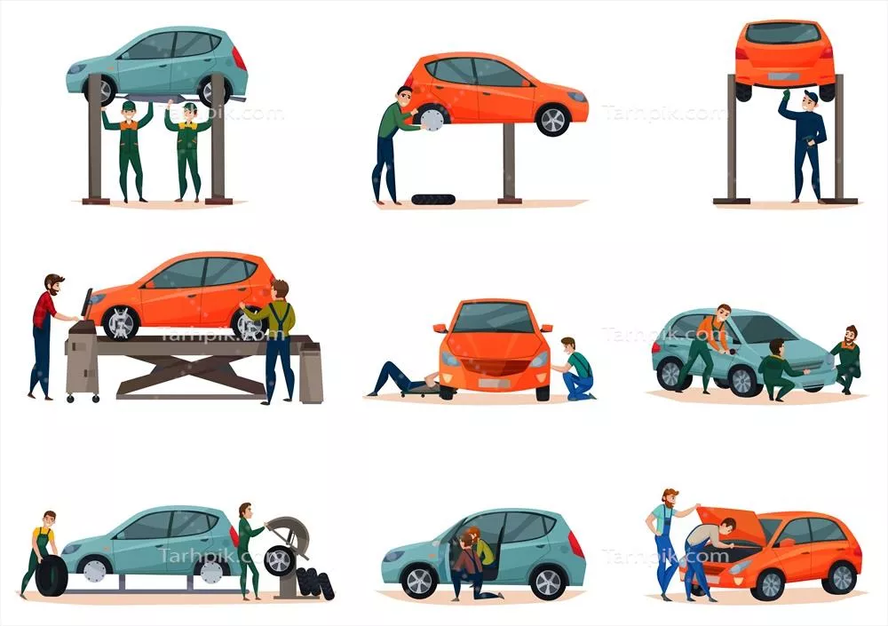 مجموعه آیکونهای خدمات خودرو - طراحی و وکتور زیبا و کاربردی