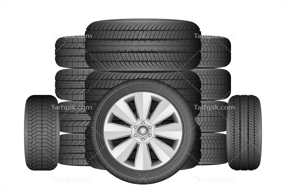 طراحی و تصویرسازی وکتوری تایر خودرو با پس زمینه سفید و عایق