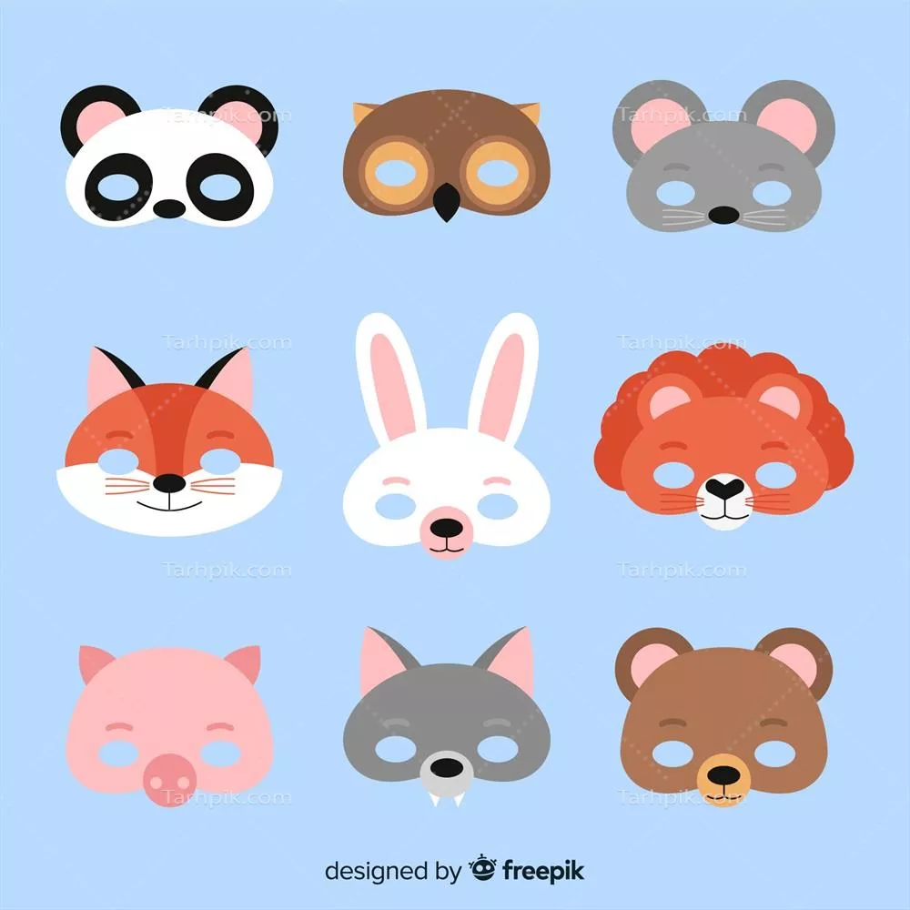 مجموعه وکتور ماسک حیوانات برای کارناوال و جشنوارهها