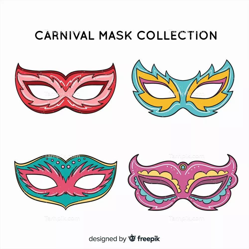 مجموعه وکتور ماسک های کارناوال با طراحی های متنوع و زیبا