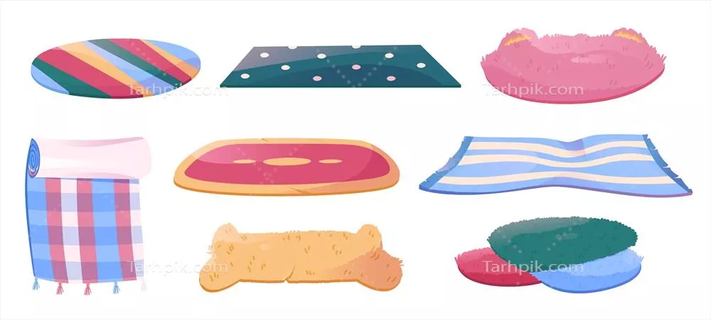 وکتور ست فرش و قالی برای خانه، حمام، پیکنیک و مناسب برای حیوانات خانگی