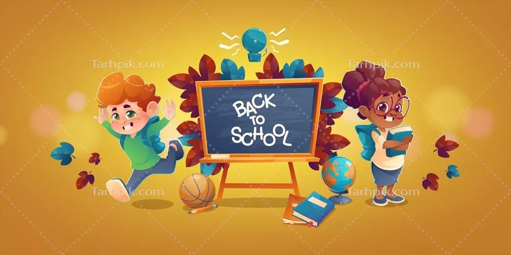 پسزمینه کارتونی بازگشت به مدرسه با طراحی وکتور شگفتانگیز