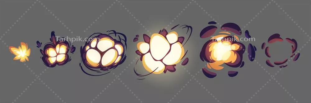 وکتور داستان تخیلی: بمب کاریکاتوری و انفجار با ابرهای دود در استوری برد