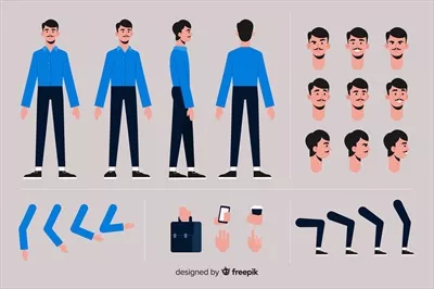 شخصیت کارتونی پسر بچه - الگوی وکتوری برای طراحی کارتون