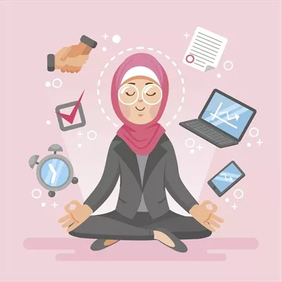 وکتور تصویری از شخصیتهای بازرگانی کارتون که در حال مدیتیشن هستند