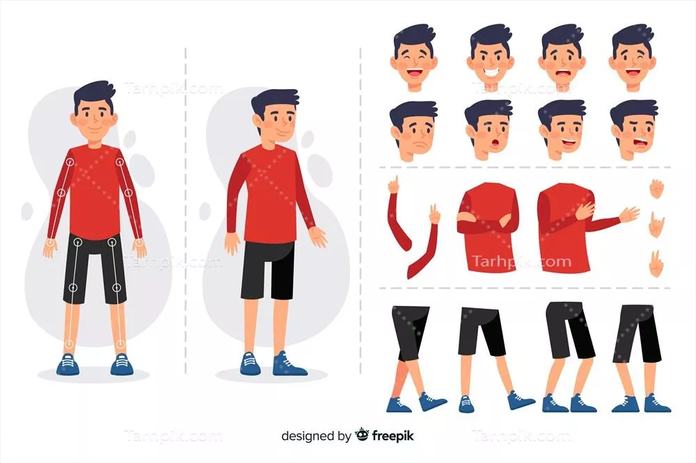 طراحی حرکت کاراکتر کارتونی با استفاده از وکتورهای گرافیکی