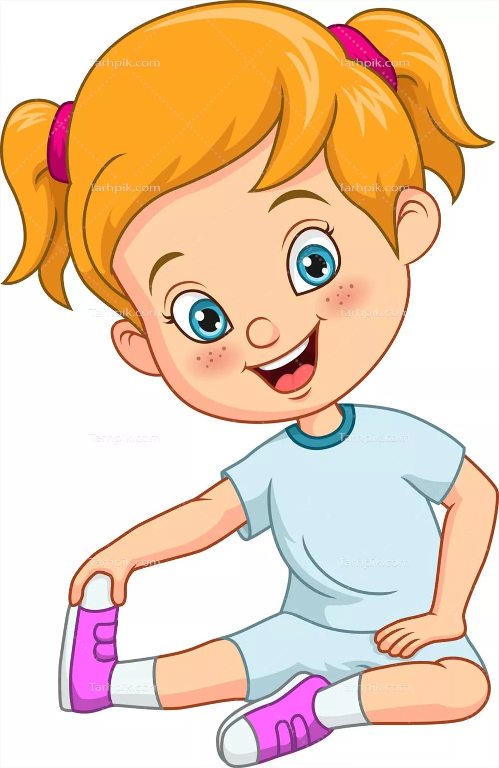 وکتور کارتون دختر کوچک و جذاب در حال انجام یوگا با حرکات دلنشین