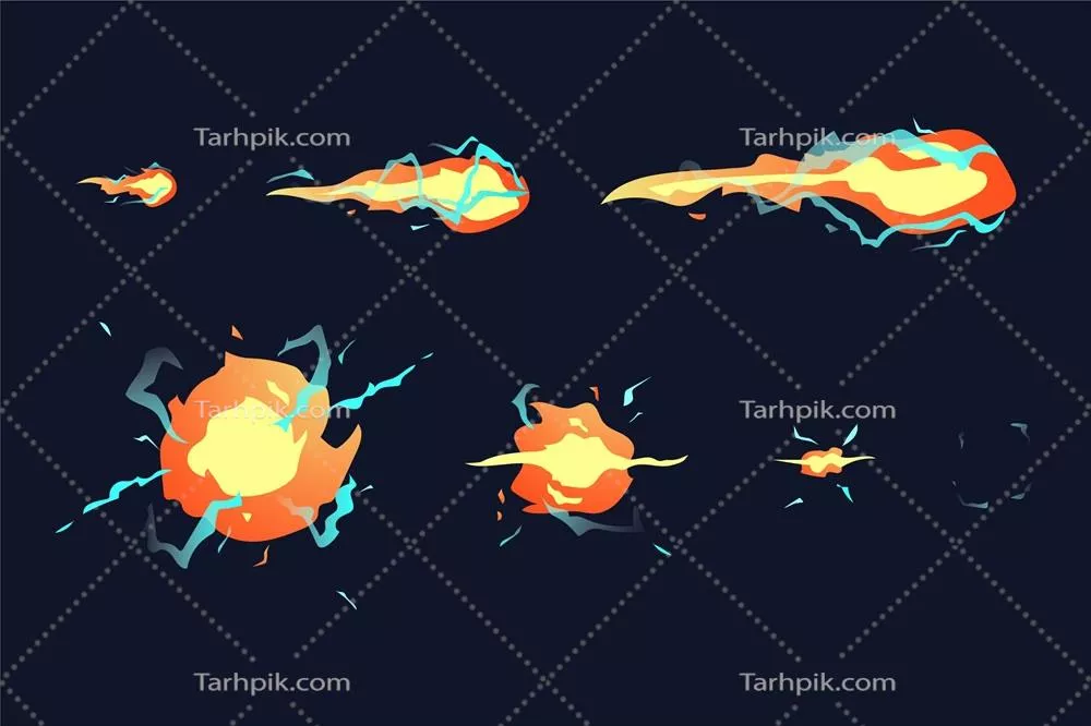 انیمیشن کمدی: فریمهای انفجار کارتونی و طراحی وکتور