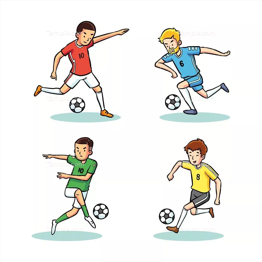 کلکسیونی از بازیکنان فوتبال کارتونی با طراحی وکتور منحصر به فرد