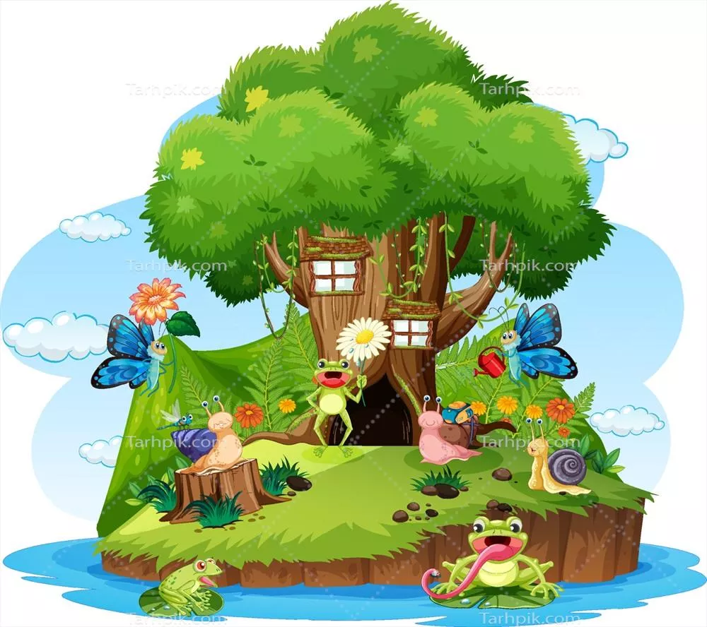 وکتور کاریکاتور حشرات و سوسکها در جنگل: ماجراهای شگفتانگیز طبیعت