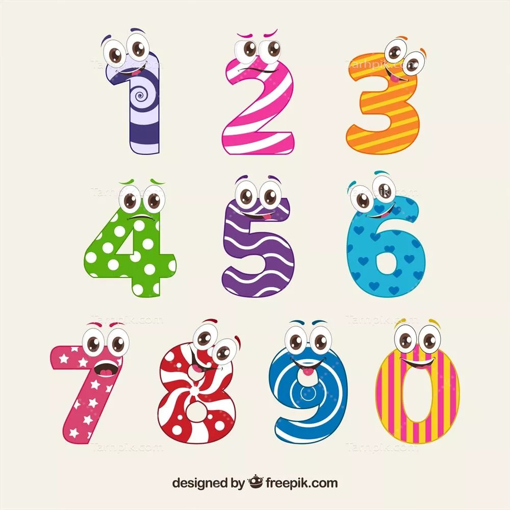 مجموعه کارتون شمارهها با شخصیتها - وکتور سهبعدی و جذاب