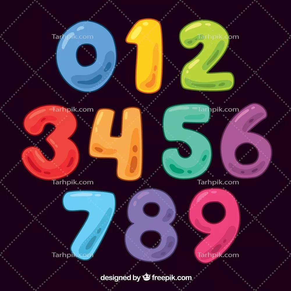 مجموعه شماره‌های کارتونی با سبک رنگارنگ و طراحی وکتور