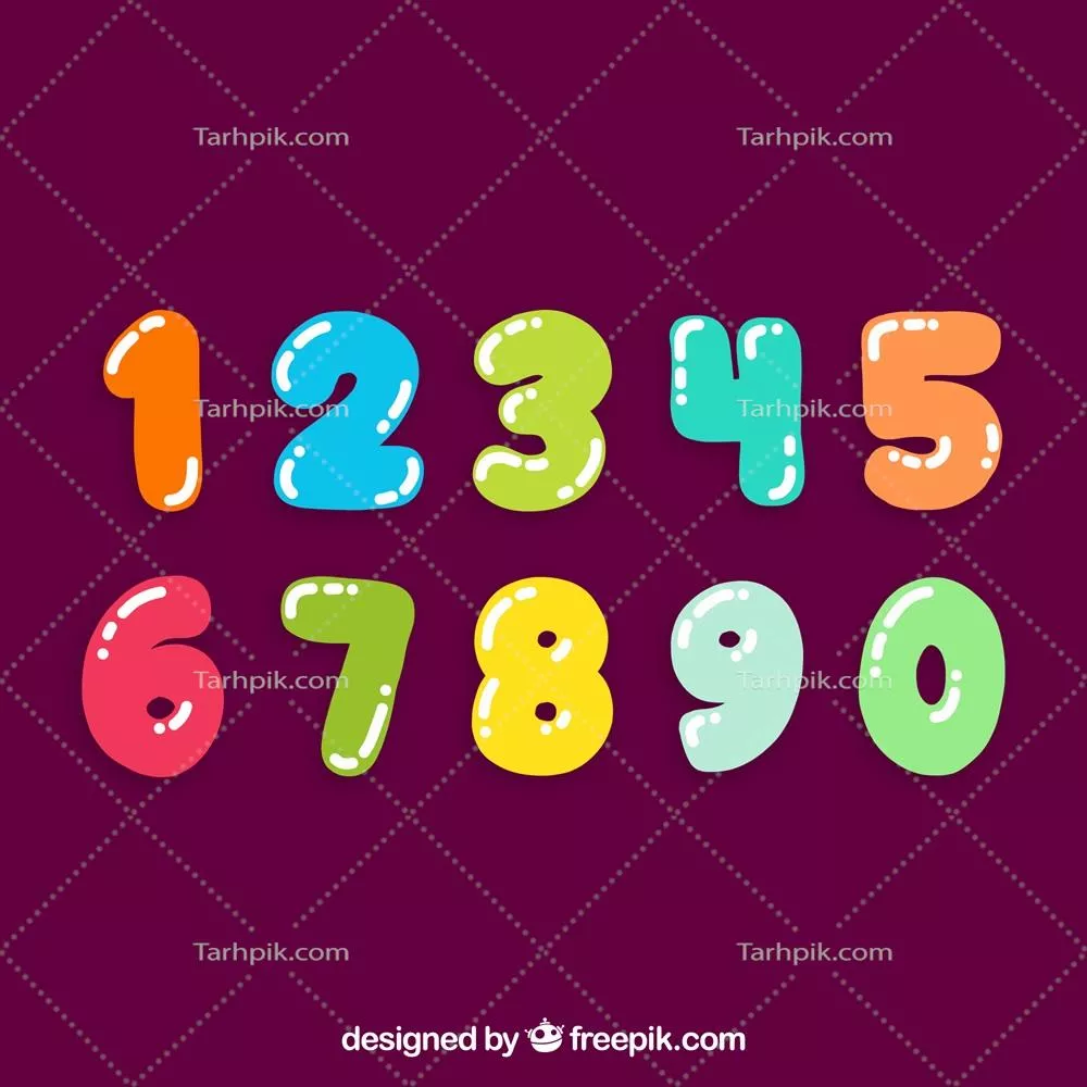 مجموعه کارتون اعداد با طراحی رنگارنگ - وکتور سه‌بعدی