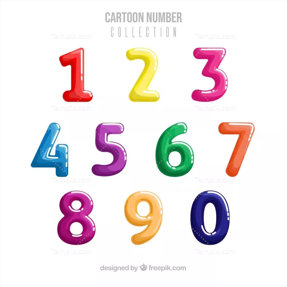 مجموعه کارتون شماره‌ها با طرح رنگارنگ و جالب به صورت وکتور