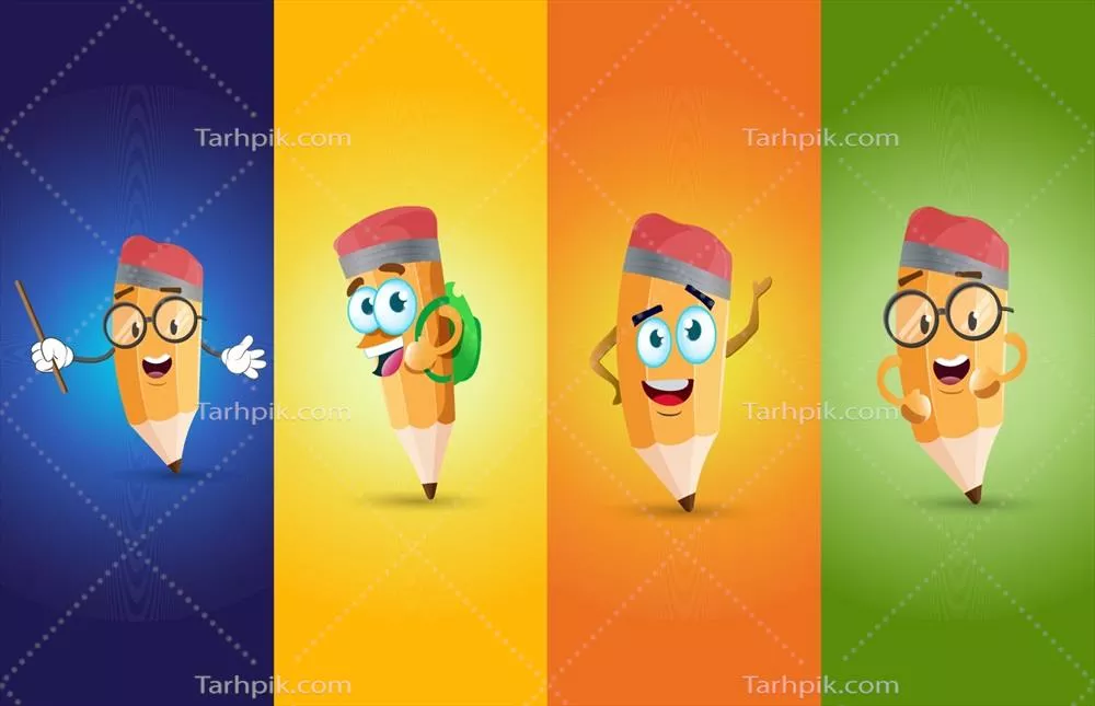 وکتور طراحی کاراکتر: شخصیت پنسل کارتونی با حرکات مختلف و جذاب