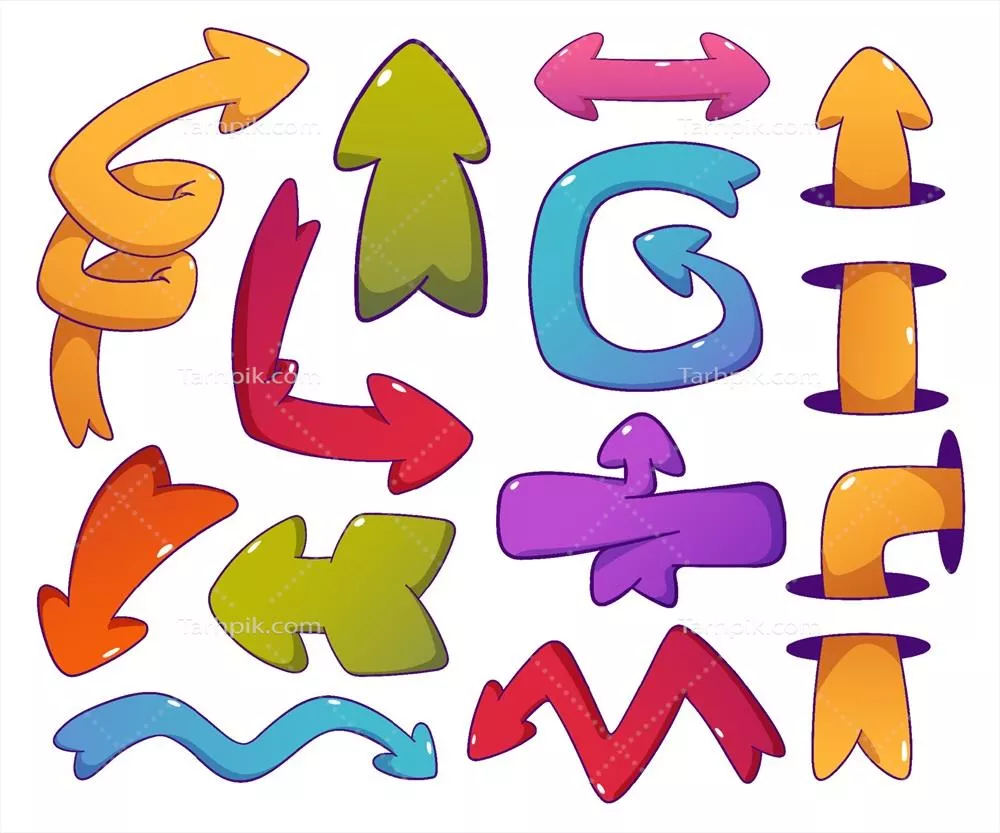 وکتور مجموعه جالب فلشهای کارتونی به سبک کمیک با شکل مارپیچ و رترو