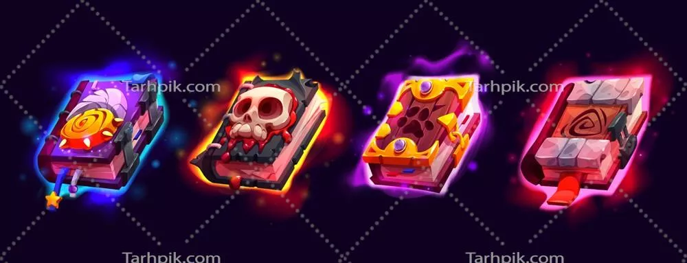 وکتور کتابهای جادوئی شیطانی: مجموعهای کارتونی از spellbooks جالب