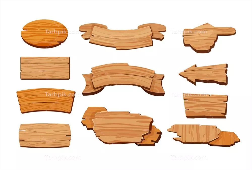 مجموعه کارتون تابلوهای چوبی وکتور با طراحی جذاب و متنوع