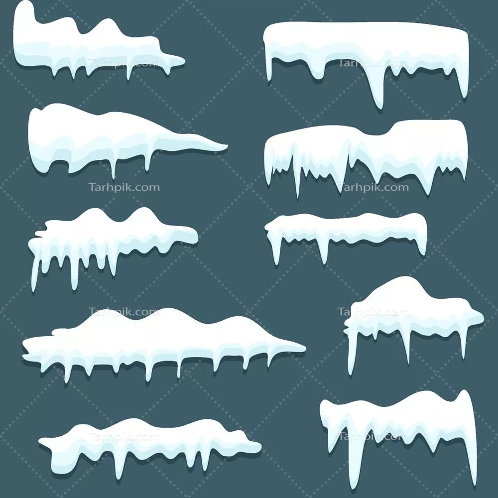 وکتور انیمیشن برف: کلاهکهای برفی، تودههای برف و یخچالها