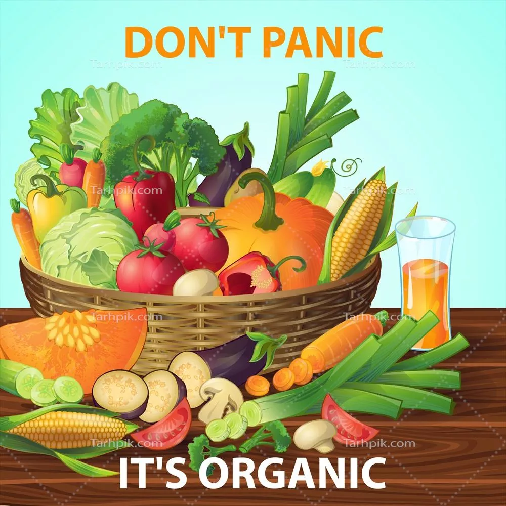 وکتور سبد چوبی قدیمی پر از سبزیجات به سبک کارتون با متن قابل ویرایش