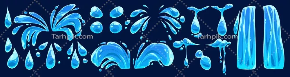 مجموعه آیکون وکتور کارتونی اشک آبی، مایعات و گرافیک های مرتبط