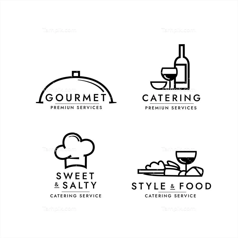 وکتور مجموعه قالب های لوگوی کترینگ و پذیرایی با طراحی منحصر به فرد