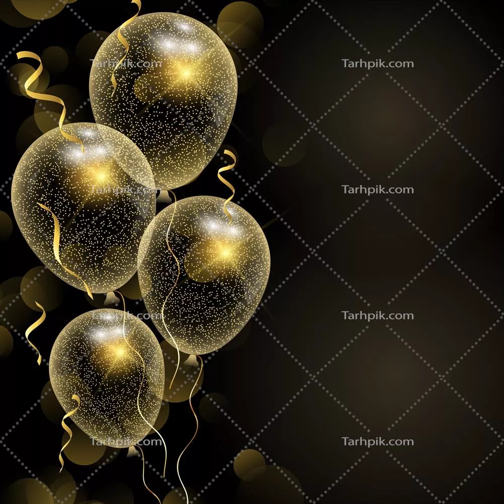 وکتور زمینه جشن با بادکنکهای طلایی درخشان و زینتی برای خلق لحظات شاد
