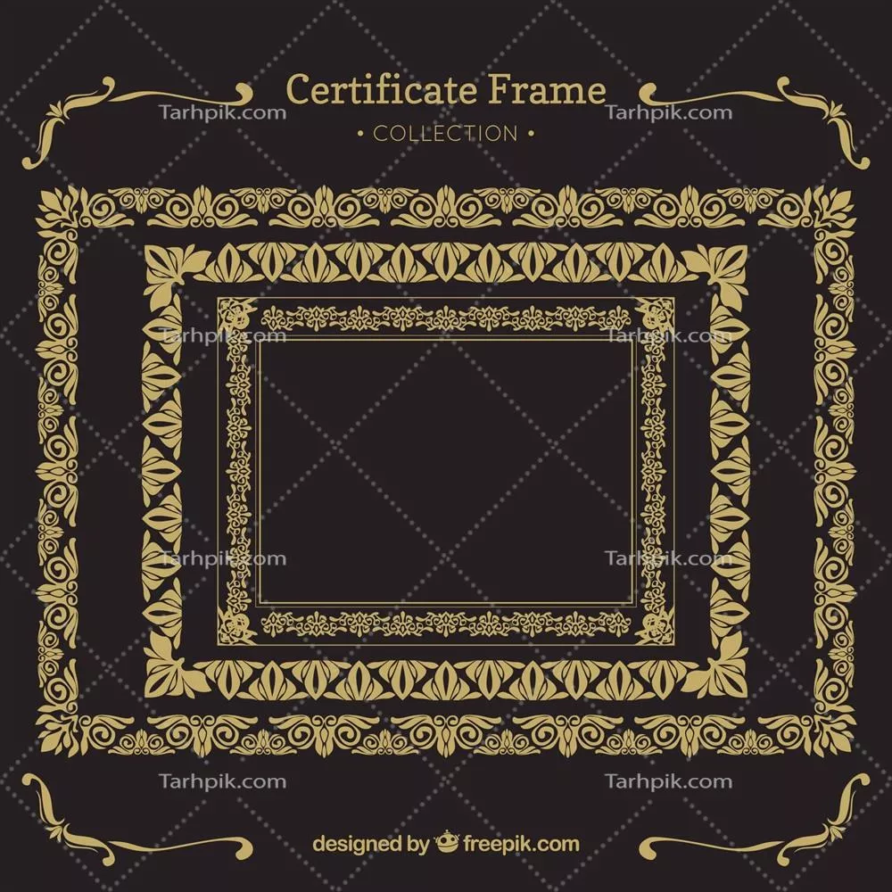 مجموعه قاب‌گواهی با تزئینات وینتیج - طرح وکتور