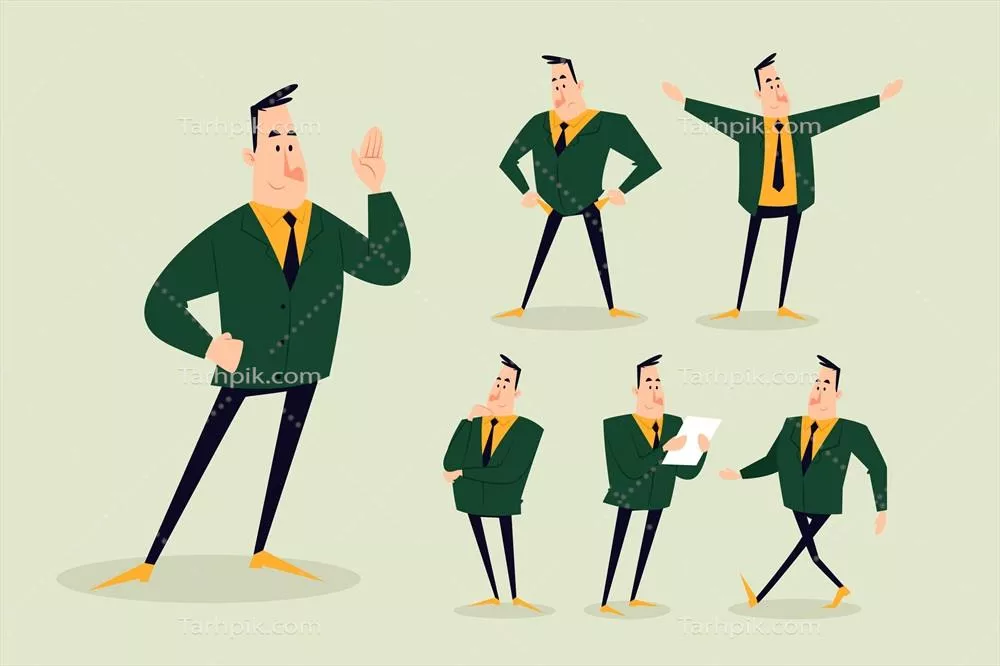 کتابچه ای از حرکات نمایشی شخصیت ها به صورت وکتور برای طراحی