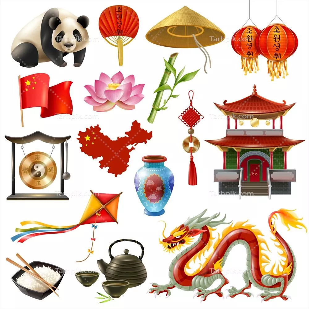 مجموعه آیکون های مسافرت به چین با طراحی وکتور خلاقانه