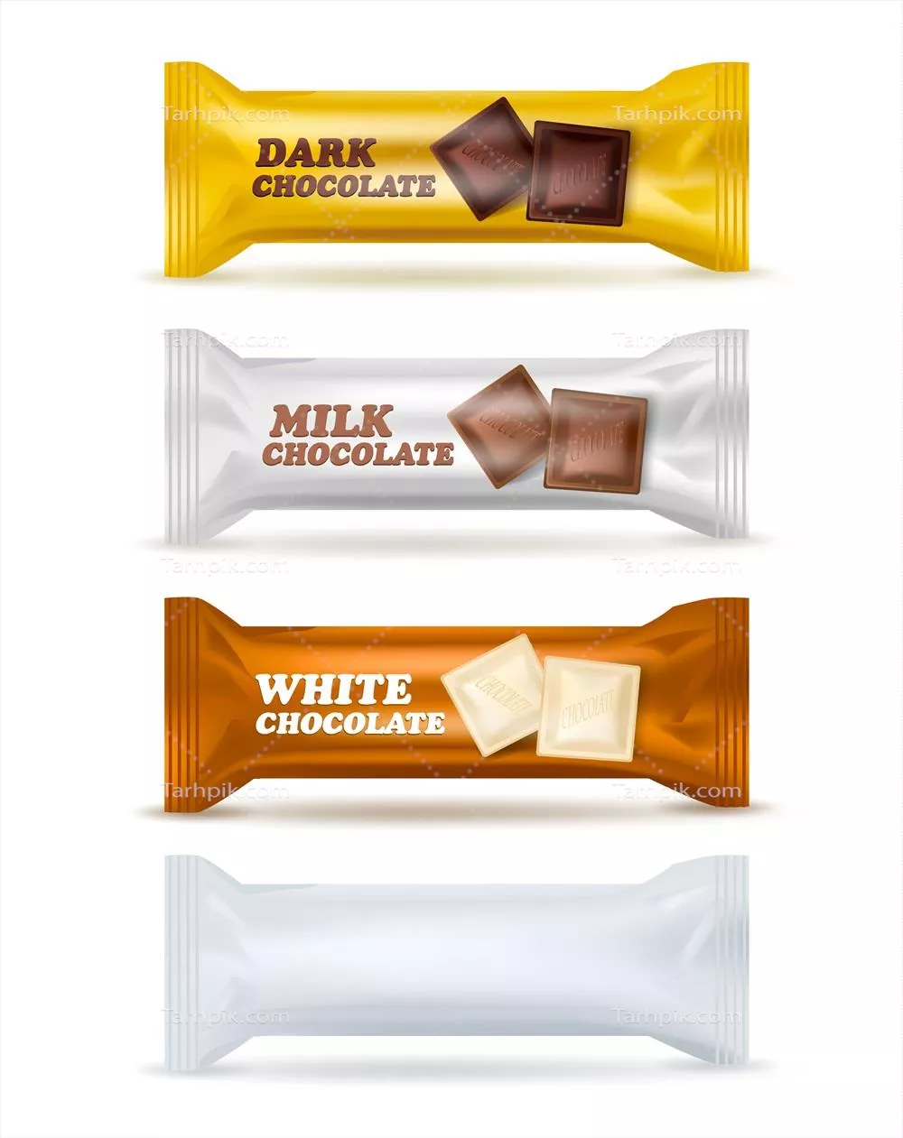 بسته بندی مجموعه شکلاتی و تنقلات: طراحی وکتوری جدا شده