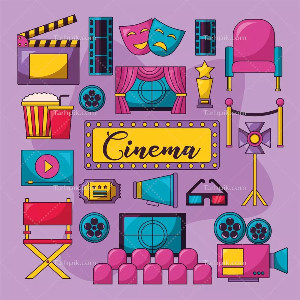 تصویرسازی وکتور از سینما و فیلم با جزئیات بصری جذاب و گسترده