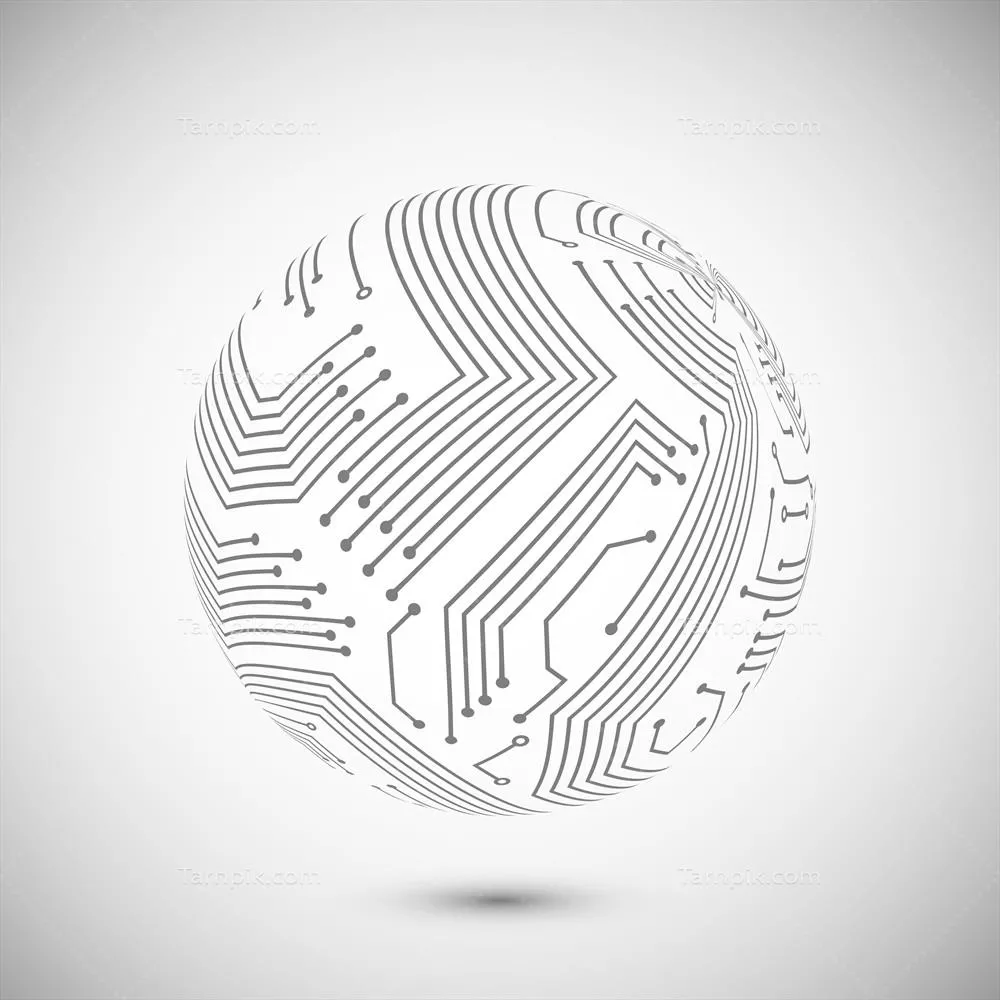وکتور نماد کره زمین با طرح مدار الکتریکی برای نشان دادن فناوری جهانی