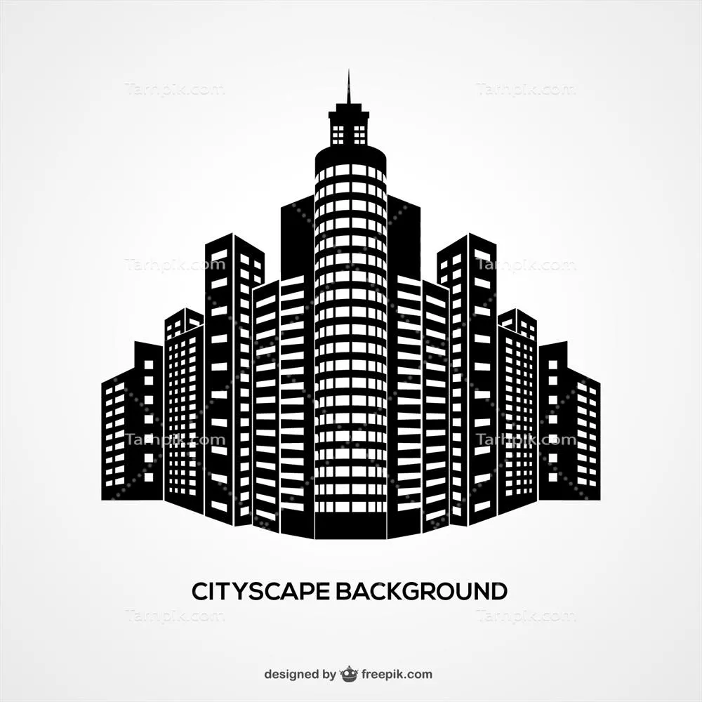 طرح وکتور پسزمینه منظره شهری با جزییات و ویژگیهای مدرن