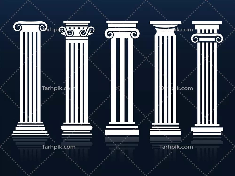 مجموعه کلاسیک ستون‌ها با طراحی وکتور آبی برای استفاده‌های گرافیکی