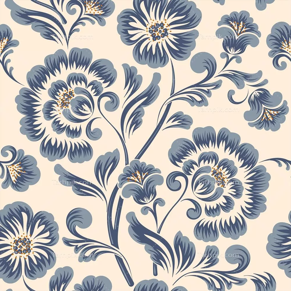 الگوی گلهای کلاسیک و لوکس با طرح قدیمی و سنتی به صورت وکتور