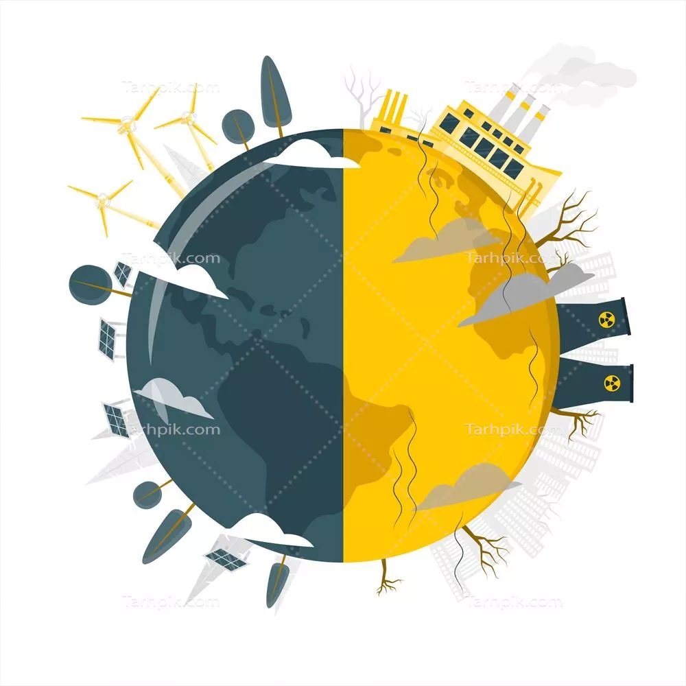 تصویری مفهومی از تغییرات اقلیمی به صورت وکتور با جزئیات زیبا