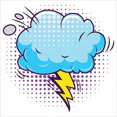 وکتور شکلک ابر با مفهوم کاریکاتوری یا کمیک: الگوی هنری جالب و خلاق