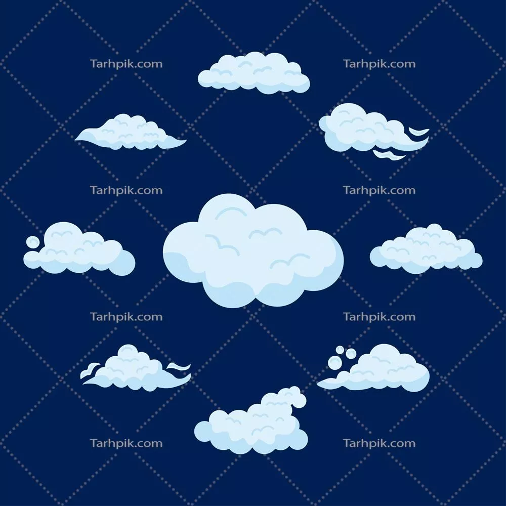 وکتور نه نماد ابرها و آسمان برای طراحی و پیادهسازی گرافیکی
