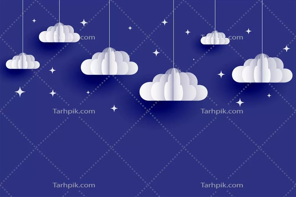 پیش زمینه ابری و ستاره ای در سبک کاته کات وکتور به همراه جزئیات زیبا