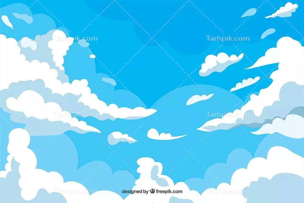 وکتور پس‌زمینه آسمان ابری به سبک فلکتور با طراحی ساده و مدرن