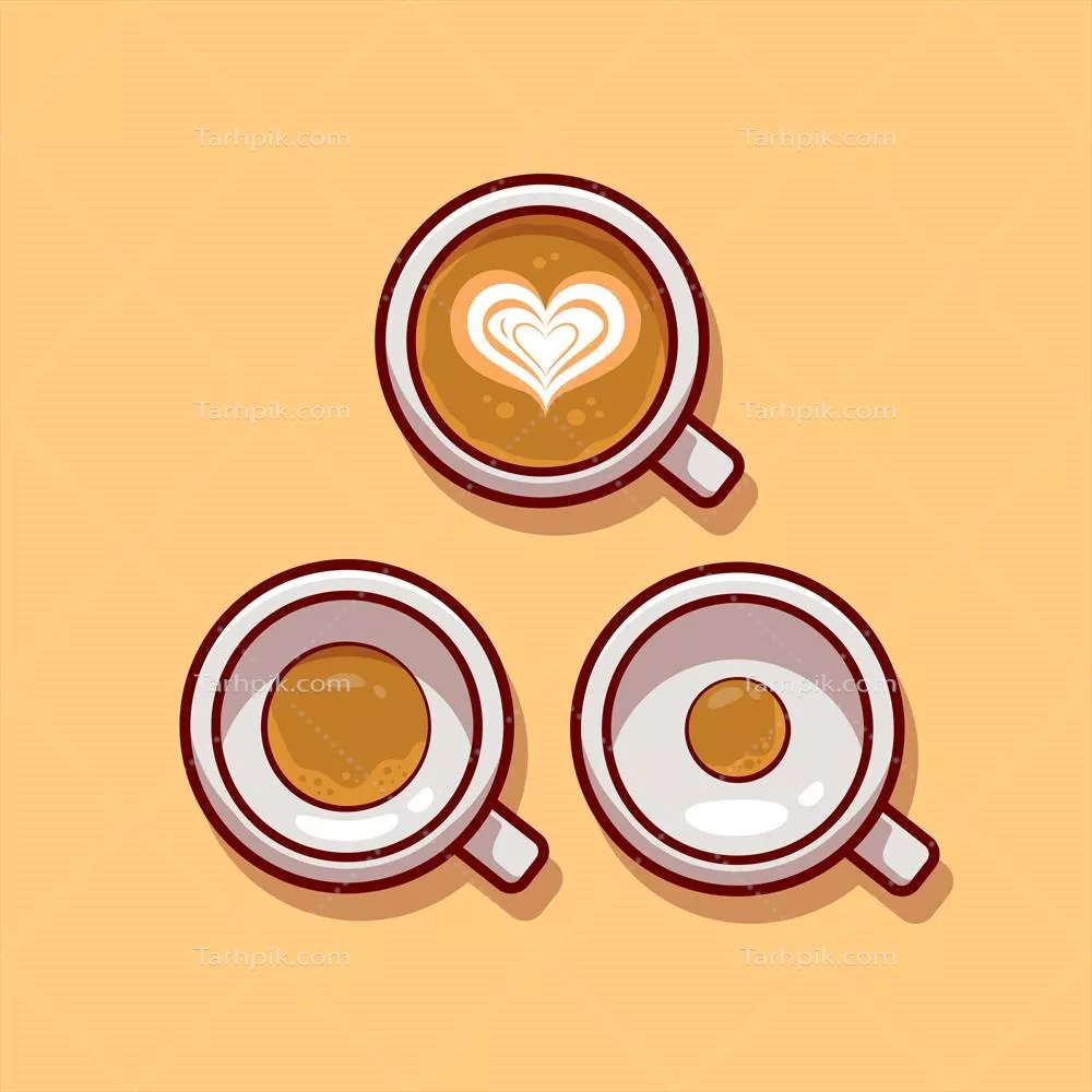 وکتور کارتون فلت طرح قهوه با فوم در بالا و جزئیات جذاب آن
